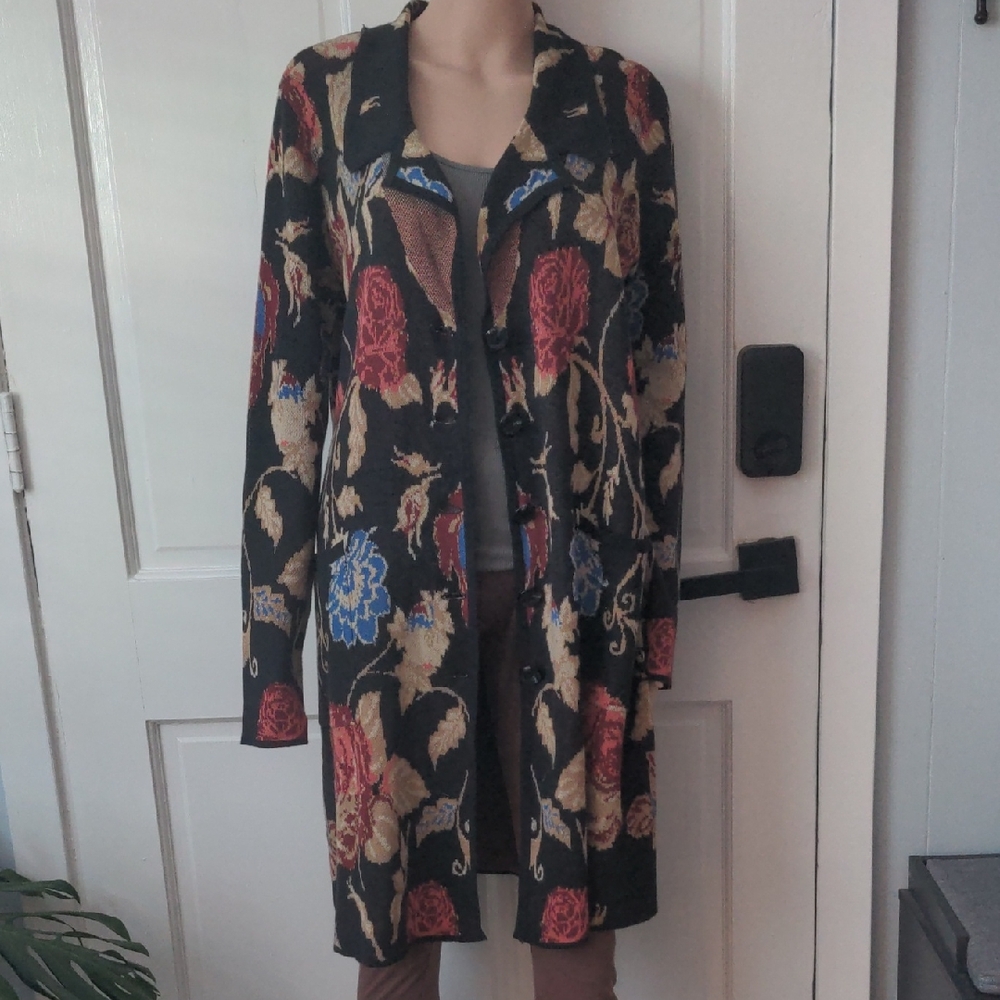Soft Surroundings Floral Long Cardigan Size Small